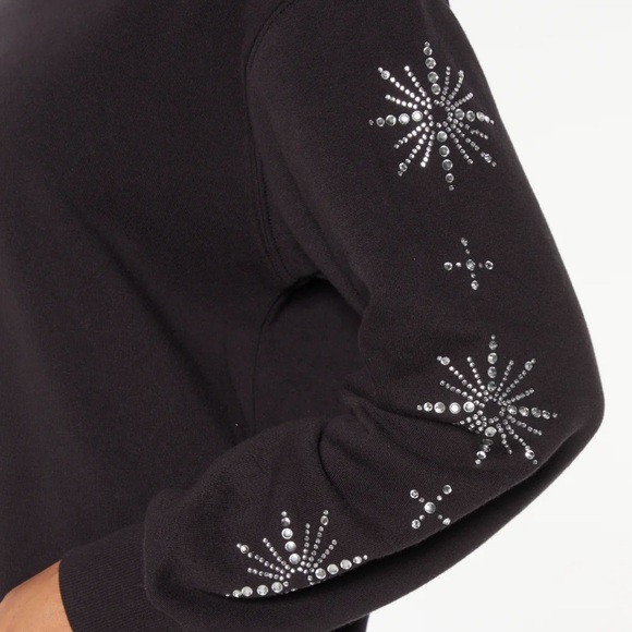 WILDFOX SNOWFLAKE CODY RHINESTONE SWEATSHIRT LARGE BLACK SILVER - Picture 4 of 8